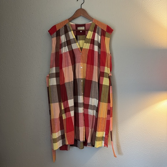 People Tree Organic Cotton, Colorful Plaid Button-Down Dress - Picture 4 of 6